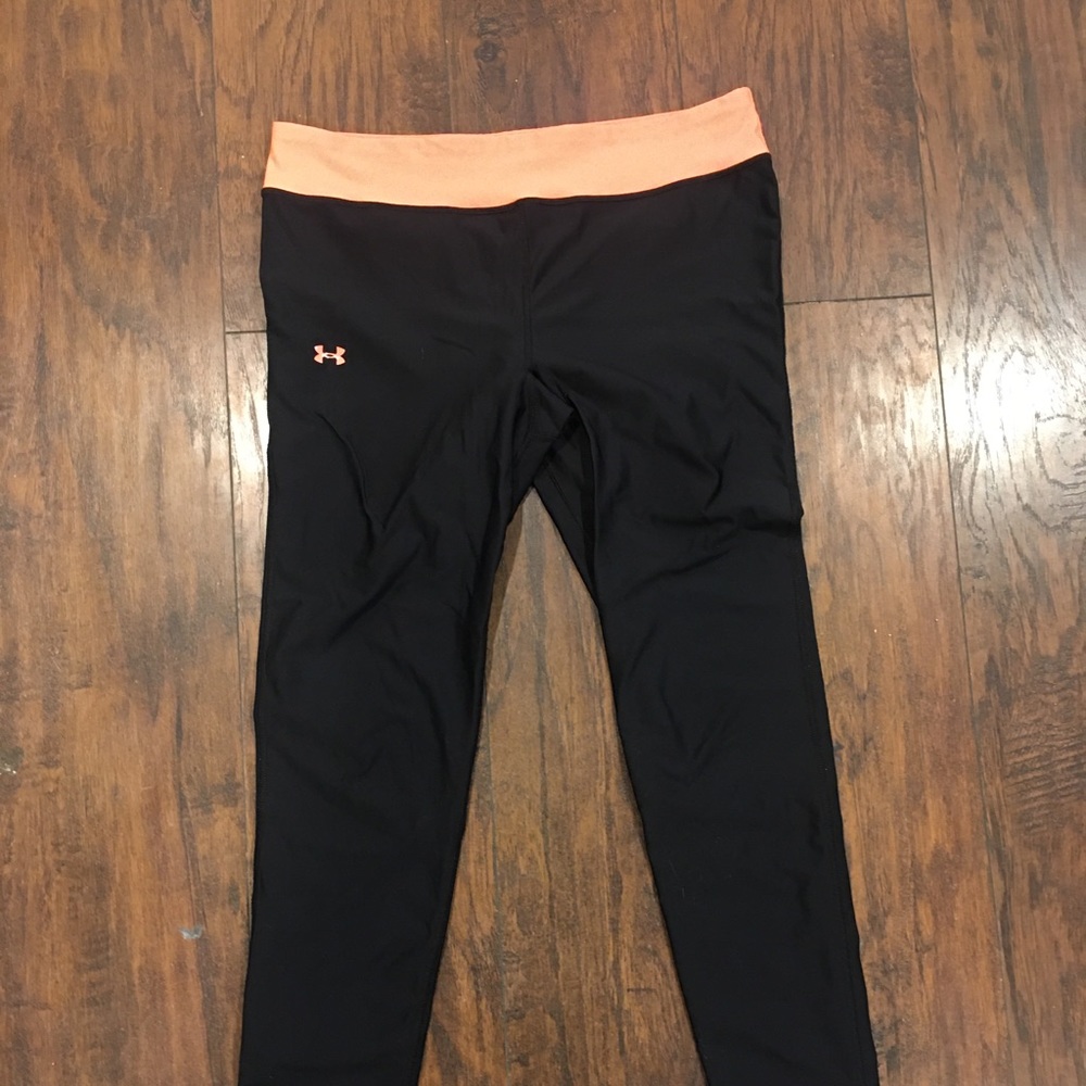 Bright orange UA run tights